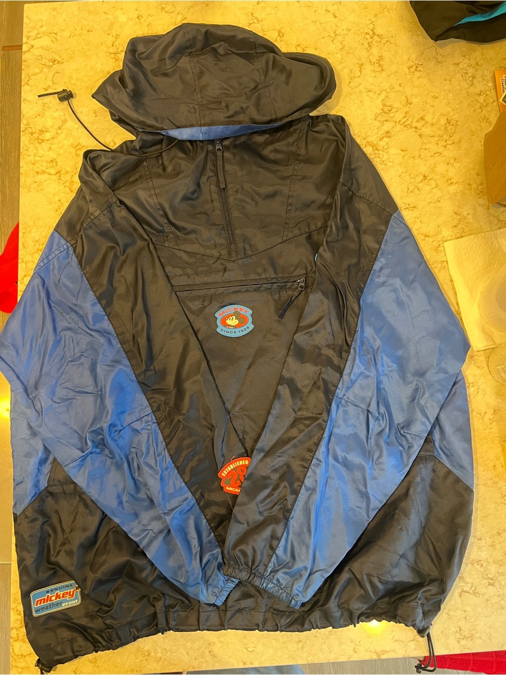 VTG The Disney Store Weather Proof Mickey Mouse Zip Pocket Blue Jacket